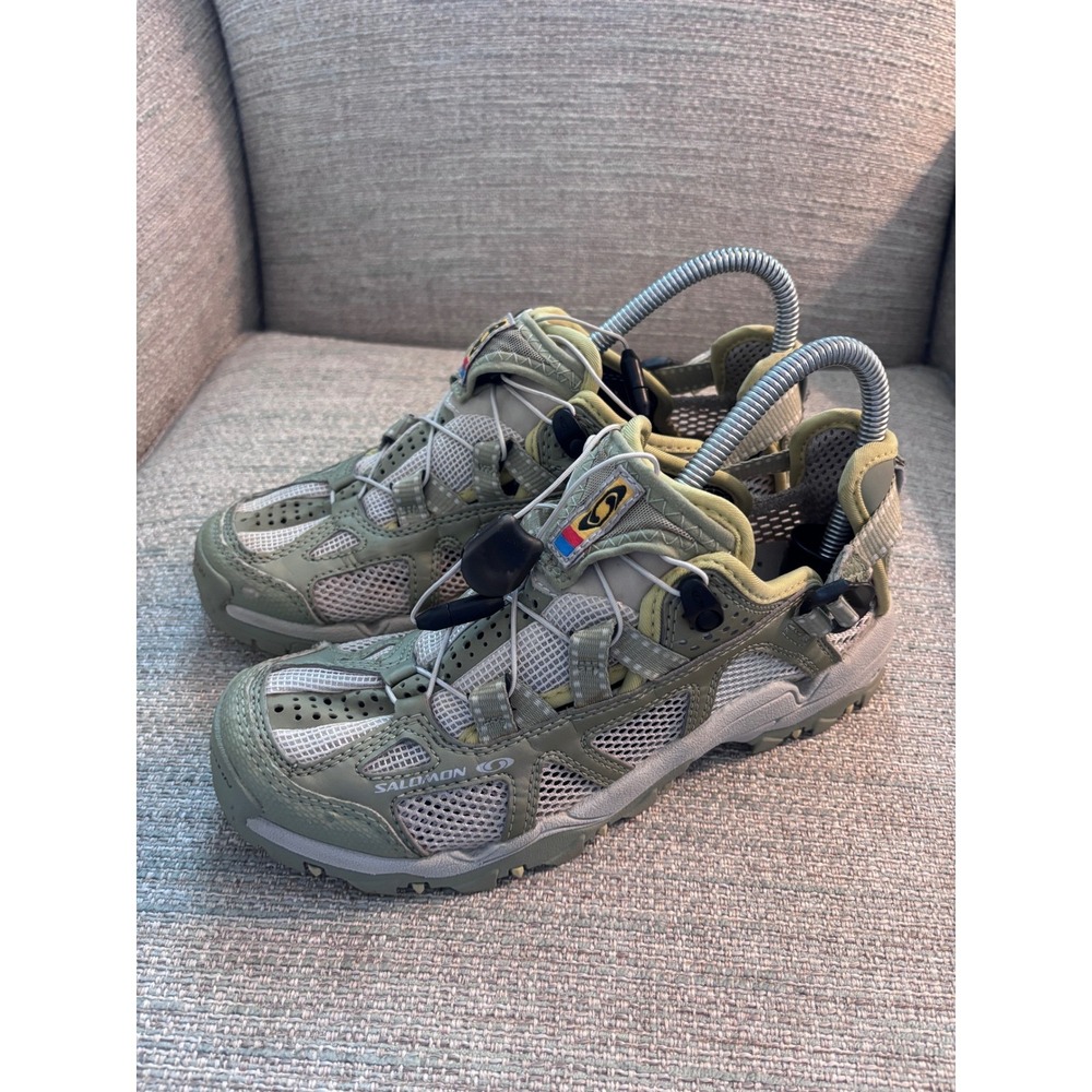 Salomon Techamphibian Water Hiking Shoes Green Grey Womens 6.5 419321 Vintage - Picture 2 of 10